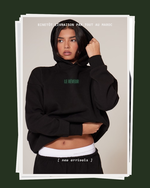 LE RÊVEUR – Hoodie Femme Noir