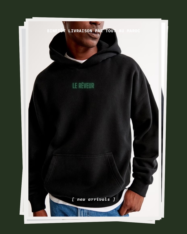 LE RÊVEUR – Hoodie Homme Noir